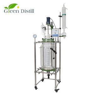 100l chemical batch jacketed stirring glass reactor for sale