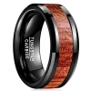 10mm Male Black Flat Tungsten Steel Classic Ring with Koa Wood Inlay