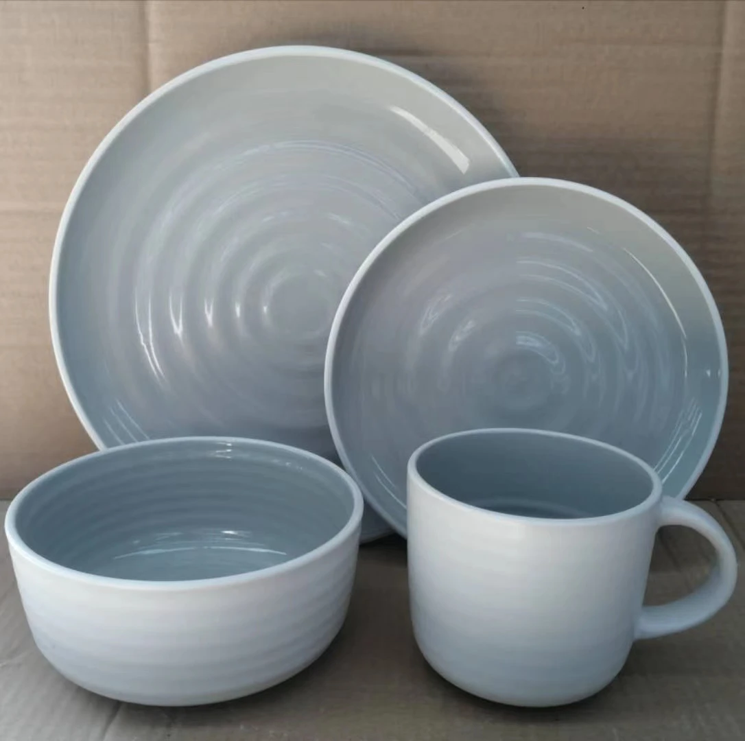 12-16-pieces Solid color glaze Stoneware Ceramic tableware set Plate Bowl Mug Dinnerware sets