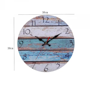 12&quot; Vintage Arabic Numerals Rustic Mediterranean Style Wooden Decorative Round Wall Clock