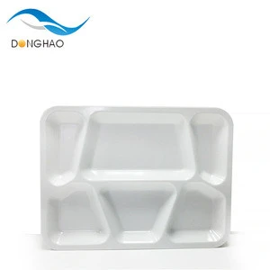 15 5/8 inch melamine three compartments white  plate