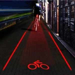 2 Laser+5 LED Rear Bike Logo Safety Warning Red Rear Lamp Bicycle Tail Light