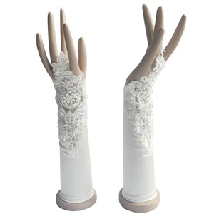 2017 Glove factory direct sales fingerless bridal gloves with flowers decoration