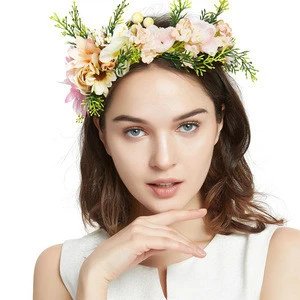 2018 Festival Wedding Flower Crown Headband Beach Floral Garland Hair Band Accessory Ribbon