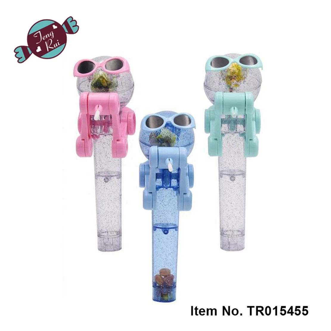 2020 Hot Novel Design Plastic Super Fun Hand-pushed Martian Robot Sucker Lollipop Holder Christmas Gift Candy Tube Toys