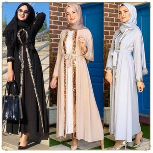 2020  latest kimono design islamic muslim dresses chic dubai abaya modern abaya muslim clothing shinny decorate open abaya