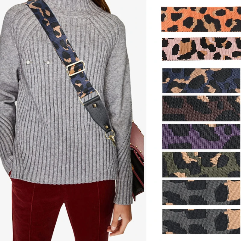 2020 new fashion leopard wide handbag strap  adjustable webbing bag strap