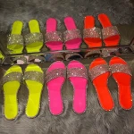 2020 Summer New Arrival Designer Womens Sandals Diamond Slippers Flat Slides With Rhinestone Casual Crystal Jelly Sandals Ladies