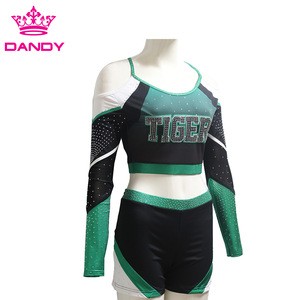 2020 wholesale cheer uniforms customizable sublimation printed cheerleading uniform dress with rhinestones