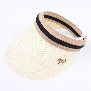 2020 Wholesale promotional Women Beach Hat Lady straw hat with Dowknot decoration cute pink for female women