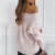 Import 2021 Amazon Hot Sale Casual Sueter Mujer Custom Kniwear V-neck Off Shoulder Chunky Womens Loose Pullover Sweater from China