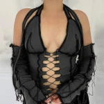 2021Spring and Summer New Chest Lace-up Halter Strap Independent Long Sleeve Wholesale Women tank top