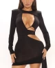 2022 Summer Sexy Cut Out Long Sleeve Stain Women Party Dress Club wear Slinky Tight Bodycon Dresses