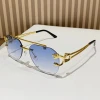 2024 New Fashionable Retro Frameless Sunglasses Women Men Shades Pilot Design Trendy Luxury Vintage Rimless Glasses Unisex