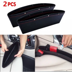 2Pcs PU Leather Catch Catcher Box Caddy Car Seat Gap Slit Pocket Storage Organizer