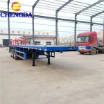 3 Axles 40ft Blue Cheap Flat Bed Semi Trailers Used Flatbed Container Trailer For Sale