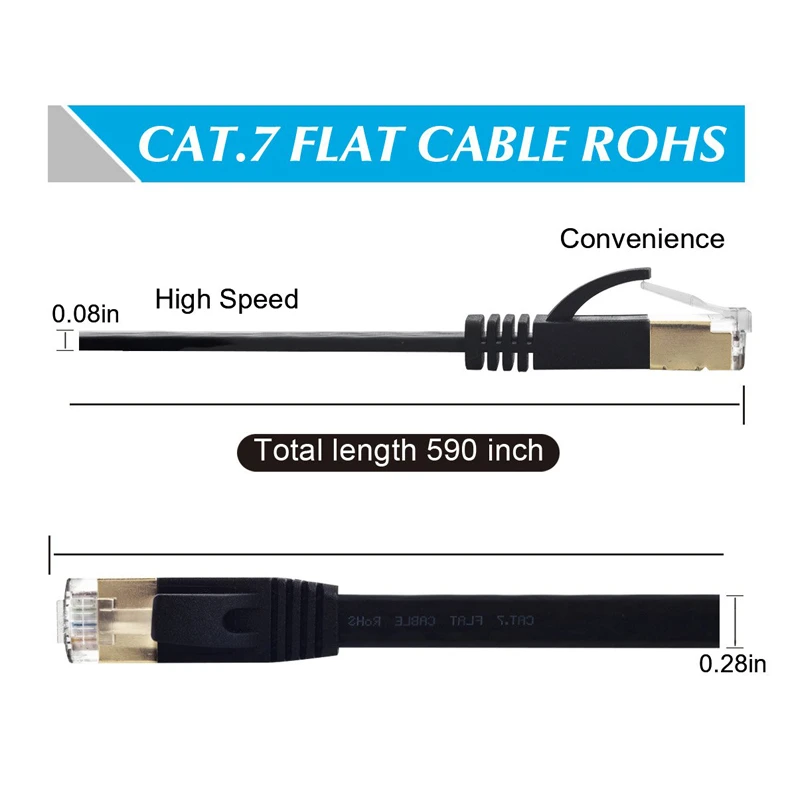 3/5/10m Flat Cat.7 Ethernet Cable Shielded RJ45 Flat Ethernet Patch Cord Cat 7