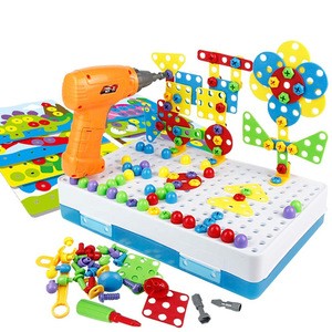 3D Construction Building Pegboard Jigsaw with Power Drill Take Apart Toy  Puzzle Board Educational Toy Juguetes Educativos juego