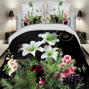 3d printed Wholesale luxury lily flower  design  bedding set/comforter set/bedsheet/duvet cover set