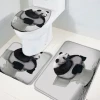 3pcs bath mat set lovely panda printing super soft microfiber toilet cover and floor mat combine bathroom set