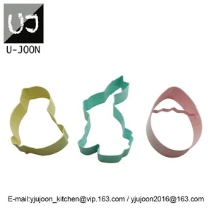 3pcs Stainless Steel Cookie Cutter Set with Powder Coating for Easter Day / Baking Tool UJ-CC323