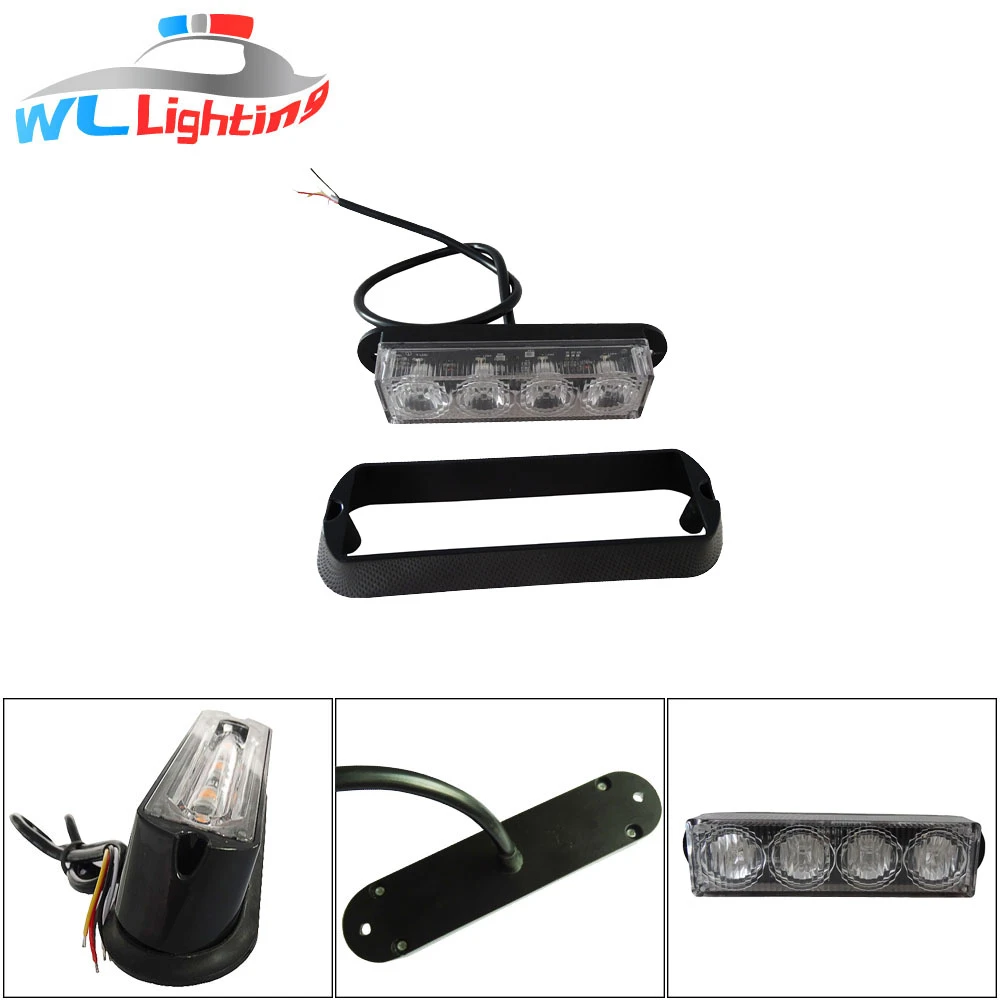 4 LED grille warning strobe lights 12Volt Police Emergency mini lighthead