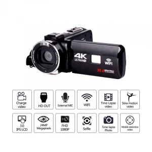 4K Webcam Camcorder for YouTube WiFi Cam Recorder Remote Control IR Night 3.0 inch Touch Screen Video Camera Digital Camcorder