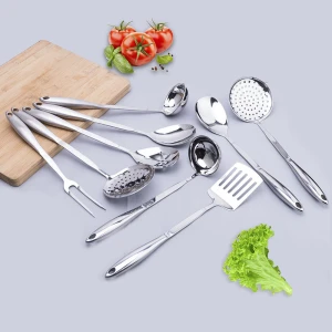 6  Pcs hollow handle Stainless Steel serving spoon skimmer soup ladle turner Kitchen tool  Utensil set