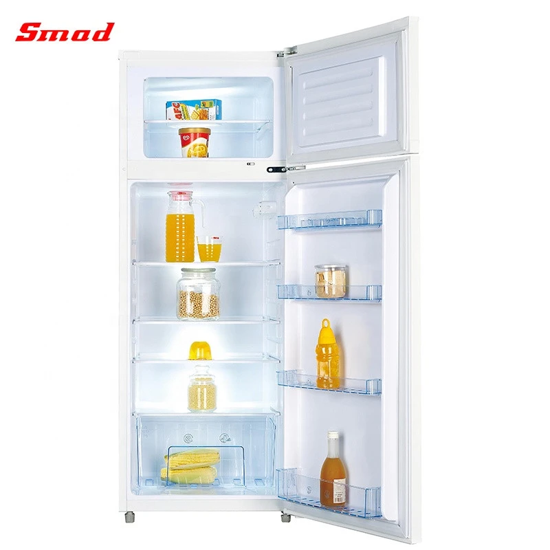 7.4cu.ft white glass shelves double door top freezer refrigerator for home