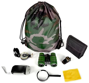 7Pcs Outdoor Exploration Kit, Educational Childrens Toys -camouflage binocular kit for courtyard