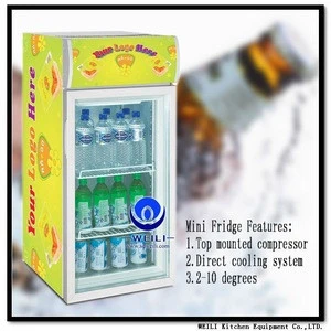 85L desk top mini glass door refrigerator/counter top fridge