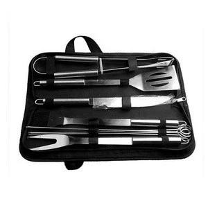 9 PCS Stainless Steel Barbecue Grilling Tools Set Portable BBQ Accessories Tools Tableware