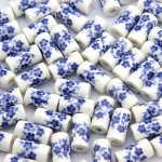 9*17mm Hot sellers glaze ceramic beads for DIY jewelry, Hand painted flowers cylindrical shaped ceramic beads