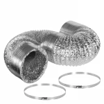 A 6 Inch 25 Feet Non-Insulated Flex Air Aluminum Ducting Dryer Vent Hose HVAC Ventilation, 2 Clamps included