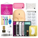 Abonnie estarter training Practice Exercise Kit Makeup Mannequin Head Set private label Graft eyelash extension kit