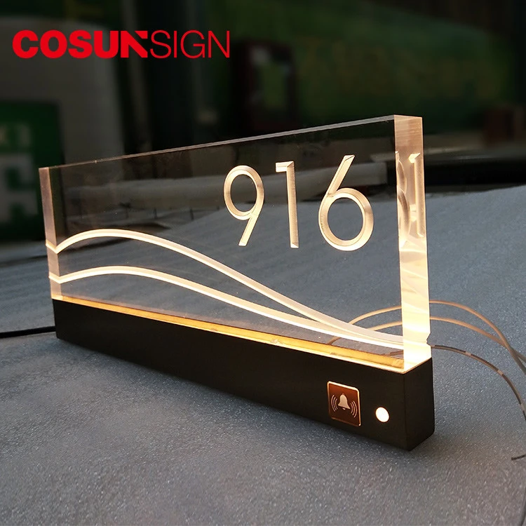 Acrylic Address Sign LED Lighted House Number Sign LED Plaque Door Sign