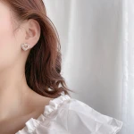 ADELANTE 2021 New Rhinestone Pearl Simple Love Female Korean Temperament Commuter 925 Silver Needle Earring