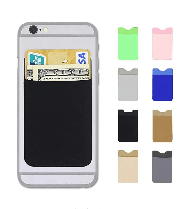 Adhesive Phone Wallet, Elastic Fabric Cell Phone Card Holder for All Smartphones &amp; Cases