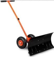Adjustable mini push snow shovel with two wheels for sale