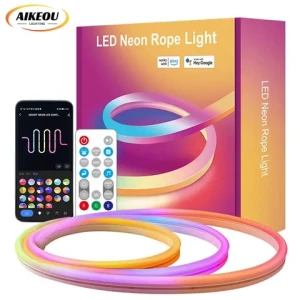 Aikeou Lighting OEM ODM Rgbic Decoration Led Silicone Tube Neon Flex 12V Strip Neon Lights For Wall