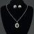 Import  18k gold plated jewellery set emerald jewelry set, white gold plated zircon emerald necklace earrings rings jewelry set from China