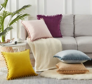 Amazon Explosion Velvet Ball cute Pillow Cover Fabric Pure Color Modern Simple Plain  Customize Cushion Cover