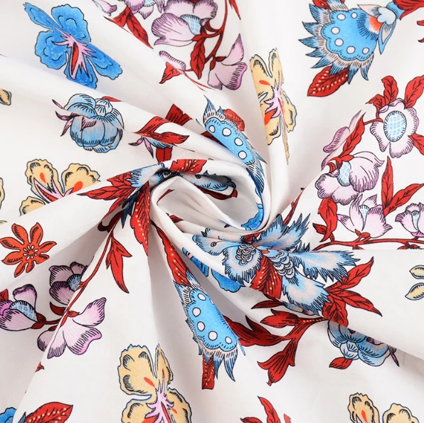 Amazon supplier trendy flower digital printed poplin woven material cotton fabrics