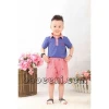 Appliqued summer clothing set for little boy with anchor pattern