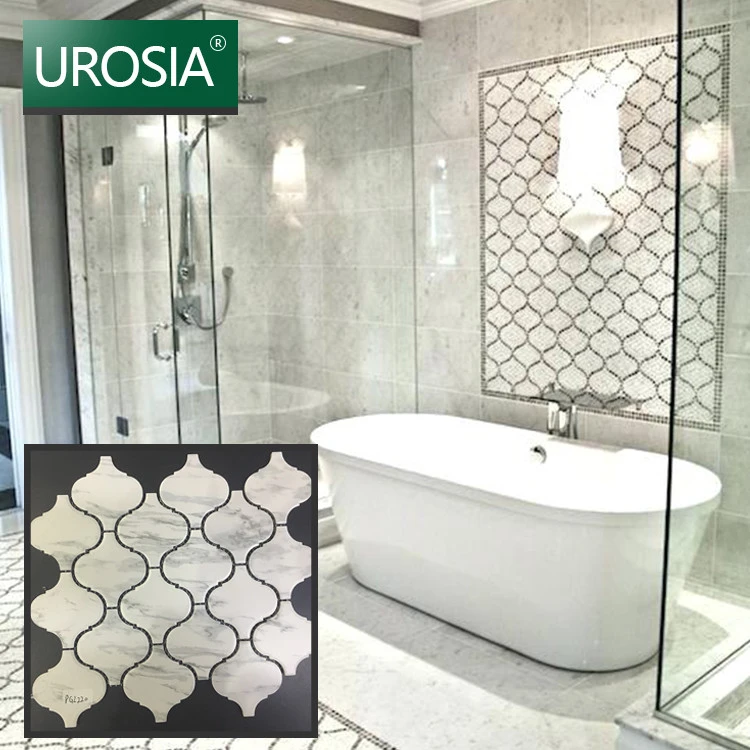 Arabesque Style White Marble Ceramic Lantern Mosaic Tiles For Backsplash Wall Decorative Azulejo Arabesco