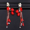 Asian style happy new year handmade fancy bridal hairpin flowers Chinese red wedding hairpin for girl