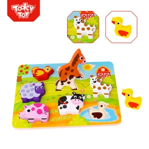 Baby Chunky Farm Animal Educational Game Toy Wooden Puzzle For Children