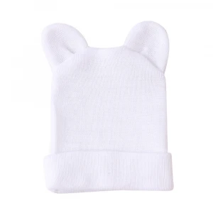 baby hat bucket newborn baby cap beanie hat Bear ears soft and comfortable cotton knit cap