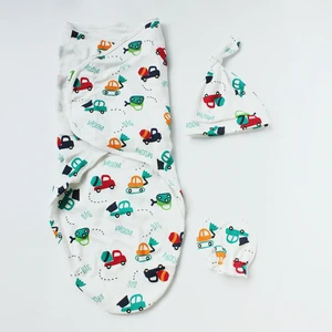 baby swaddle set newborn prints with hats sleeping bag baby muslin wrap