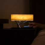 Bedside Table Lamp Bluetooth Speaker and Wireless Charger Sleep Mode Stepless Dimming Tree Light Wireless Charging Desk Lamp